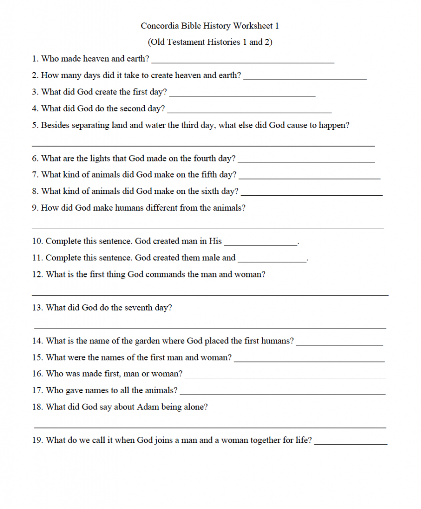 new bible history worksheets published